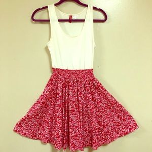 Red and white floral dress